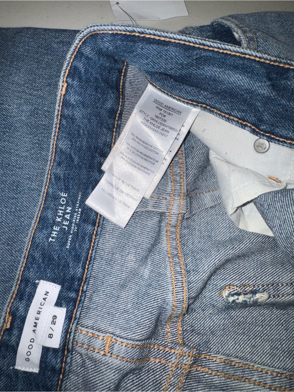 Good American The Khloé Distressed Wide Leg Jeans – Size 8/29 – NWT - Picture 4 of 4